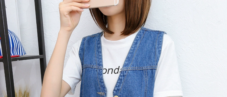 Phiên bản mùa hè mới của Hàn Quốc của áo vest denim cổ chữ V áo vest nữ mùa xuân và mùa thu mỏng cộng với kích thước bình thường áo khoác ngắn phù hợp với áo vest - Áo vest