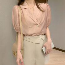 claudie pasey2021 summer shirt shorts Career Two suits Female retro small crowdsourced design Feel Casual