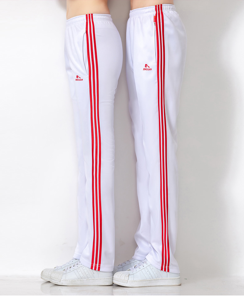 春秋运动裤三条杠长裤女男同款白色广场舞健身操校裤团体裤体操裤