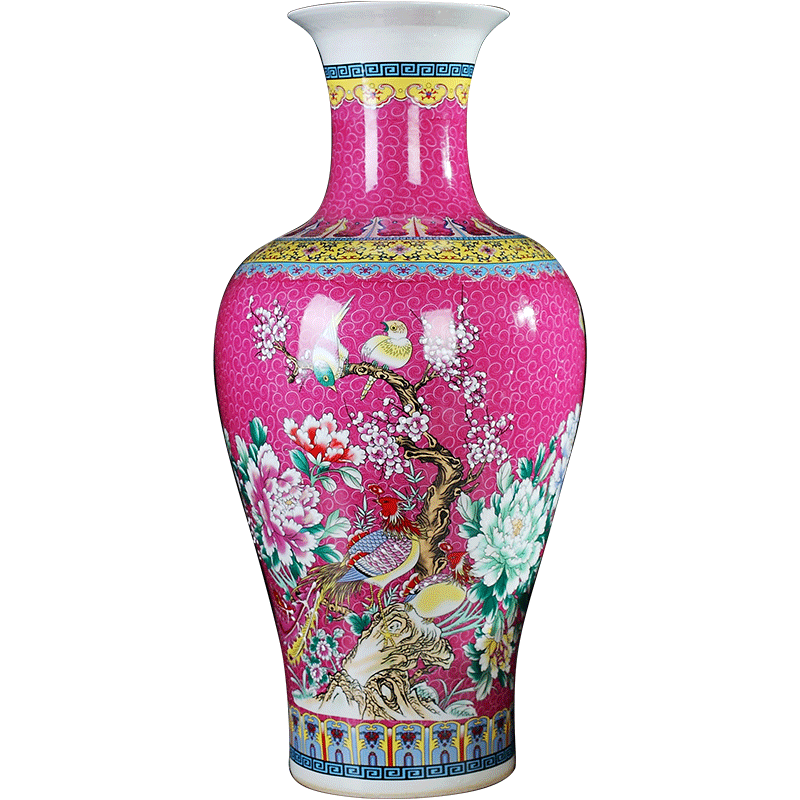 Large powder enamel vase furnishing articles of jingdezhen ceramics flower arranging Chinese sitting room floor office decoration