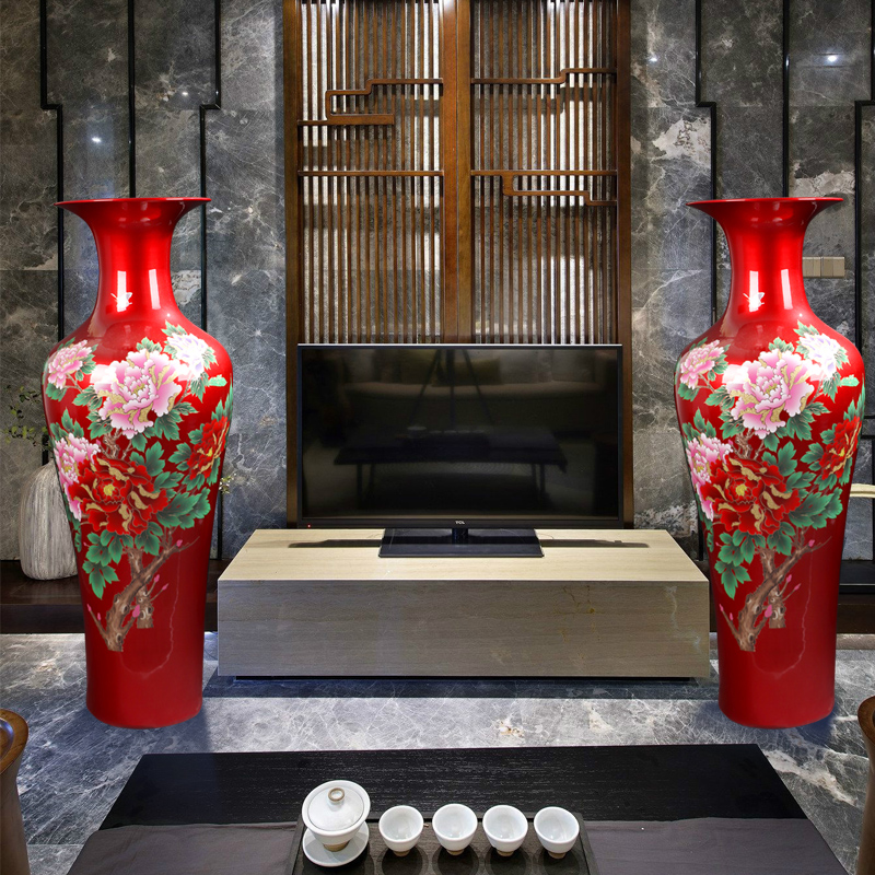 Chinese red furnishing articles sitting room of large vase of jingdezhen ceramics to heavy large opening gifts hotel decoration