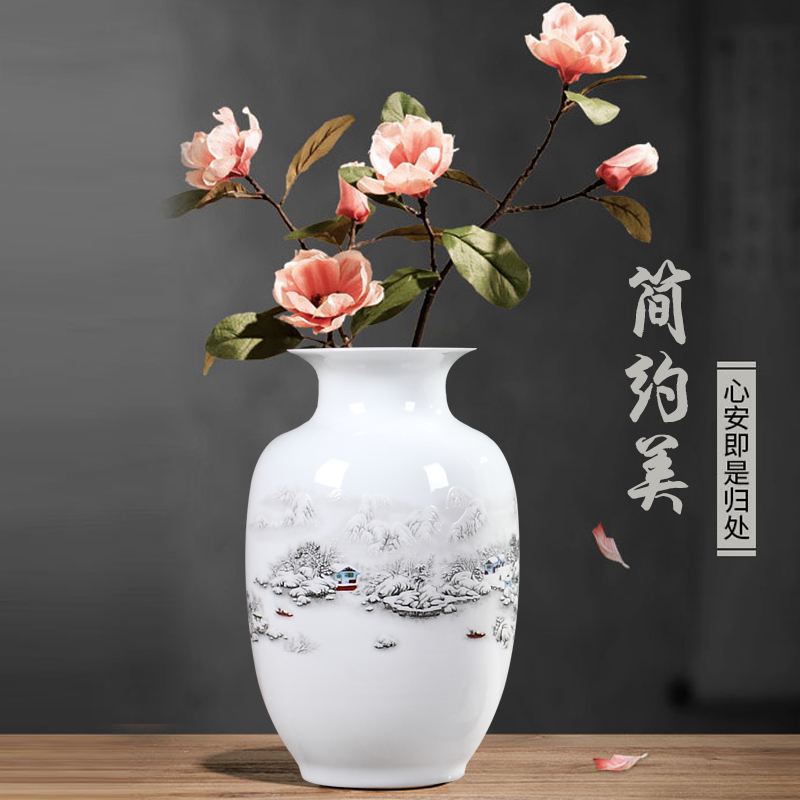 Jingdezhen ceramics Chinese vase furnishing articles sitting room flower arranging dried flowers of modern home decoration small handicraft decoration