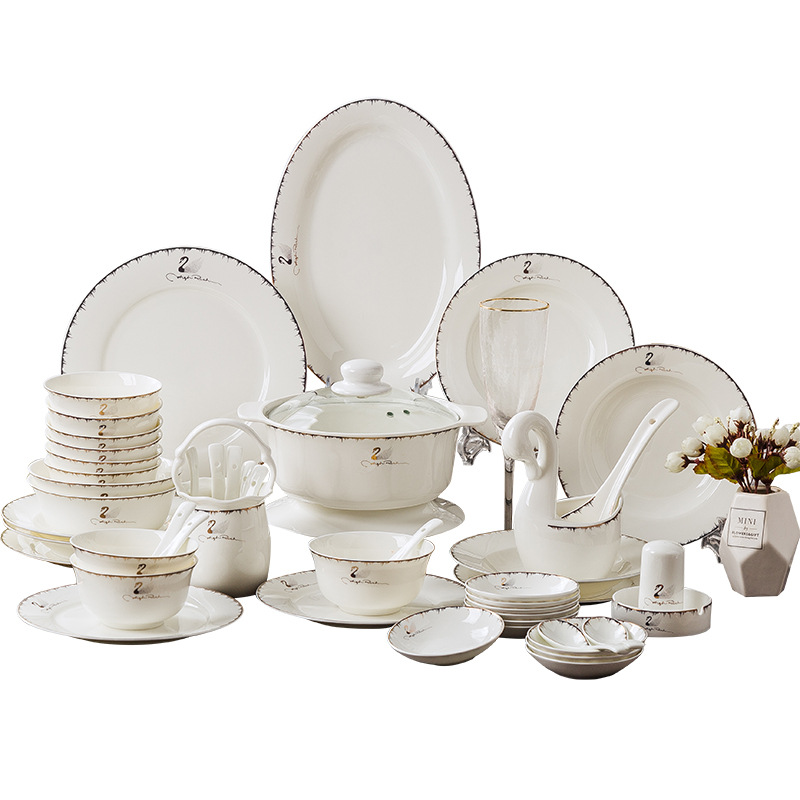 North European contracted dishes suit household light the key-2 luxury of jingdezhen ceramics dishes combine up phnom penh ipads porcelain tableware