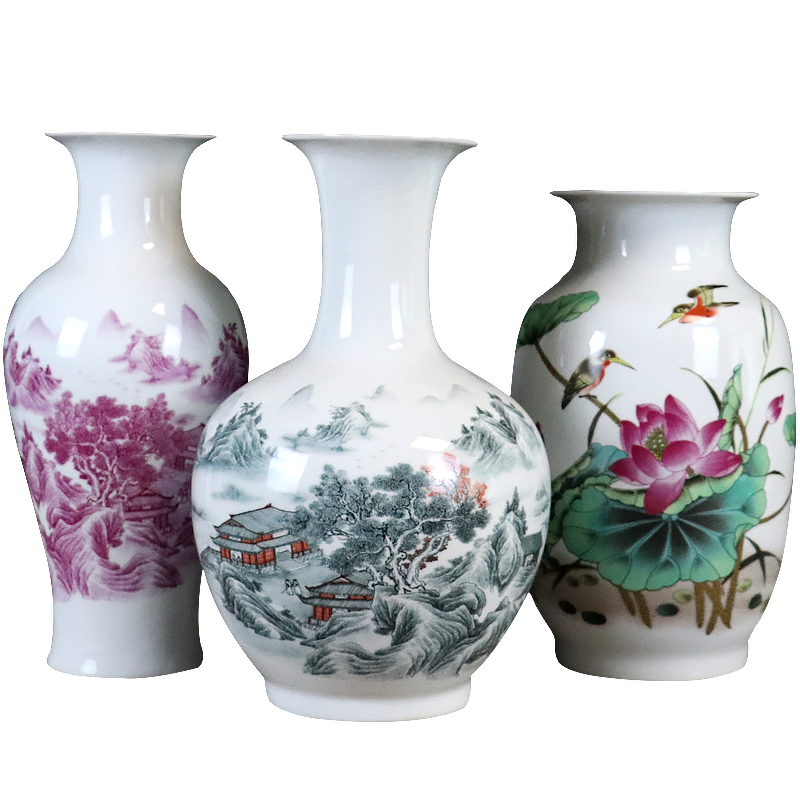 Jingdezhen ceramics vase furnishing articles I and contracted manual flowers in Chinese flower arranging office sitting room adornment