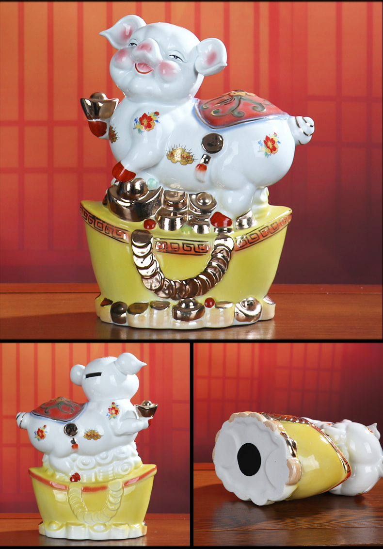 Furnishing articles golden arowana fish rich ancient frame of jingdezhen ceramics home sitting room pig piggy bank craft adornment ornament