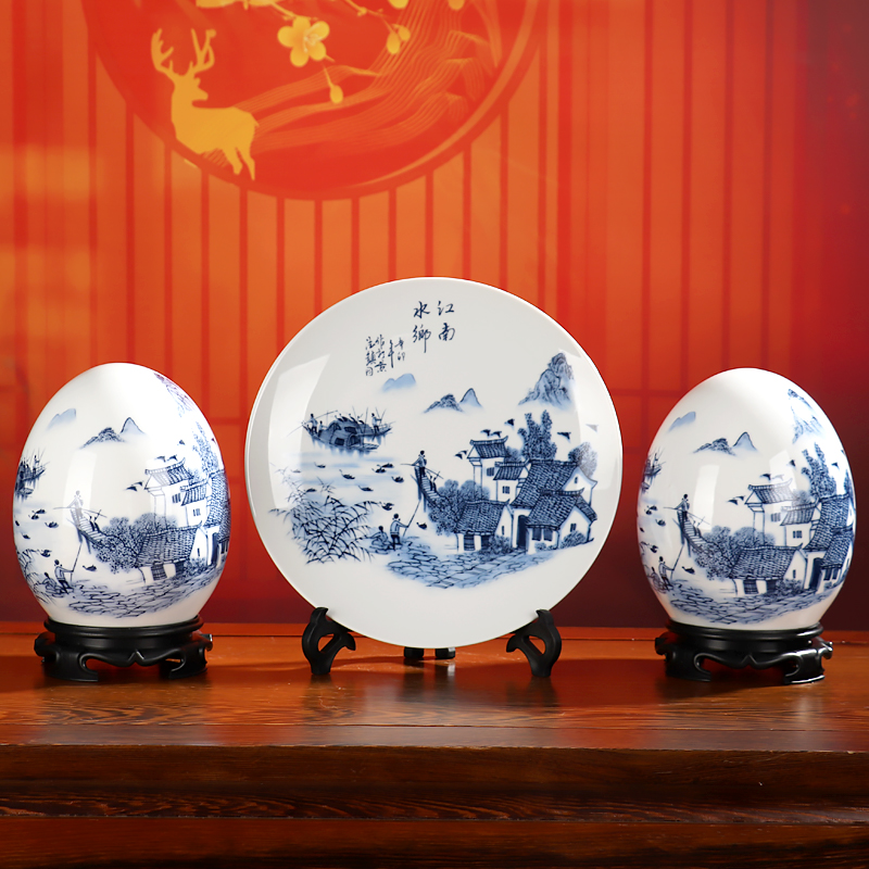 Blessed dense eggs three - piece wine sitting room adornment furnishing articles of jingdezhen ceramics office rich ancient frame decoration process