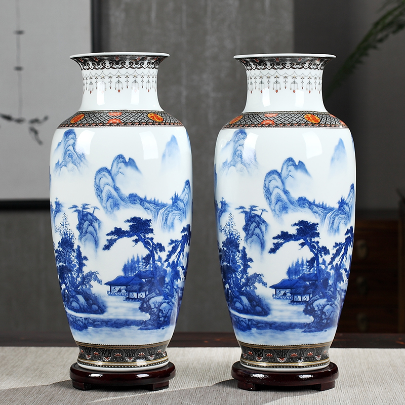 Large three - piece suit of jingdezhen ceramics vase home furnishing articles new Chinese flower arranging rich ancient frame sitting room adornment