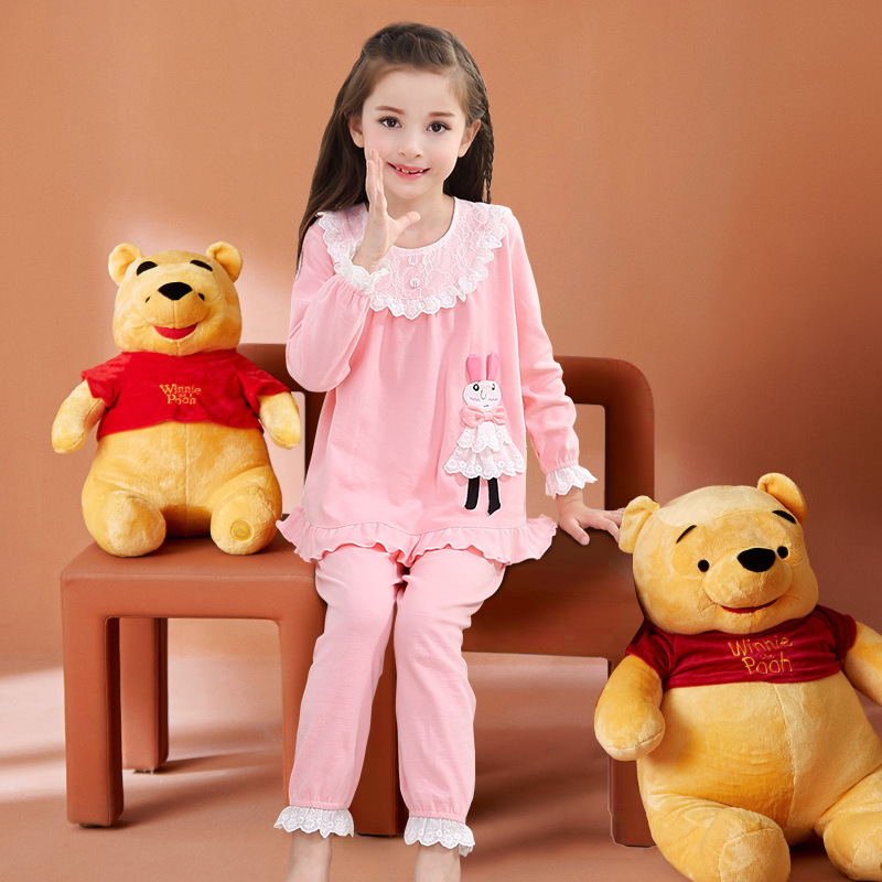 Spring and Autumn Children's Pajamas Long sleeve cotton girl baby child mother and child girl girl Princess suit autumn home clothing