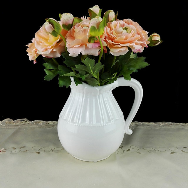 European pastoral white blue ceramic flower pot flower pot vase flower gardening home decoration dining table decoration European pastoral white blue ceramic flower pot flower pot vase flower gardening home decoration dining table decoration