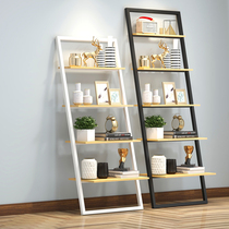 Creative nail-free bookshelf floor Easy multilayer storage rack leaning against wall bookcase Decorative Shelf Wall Corner Trapezoidal Shelving Shelf
