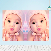 Twin doll photos Adorable new baby pictures Wall stickers BB posters Treasure pictorial Wedding room baby boy stickers