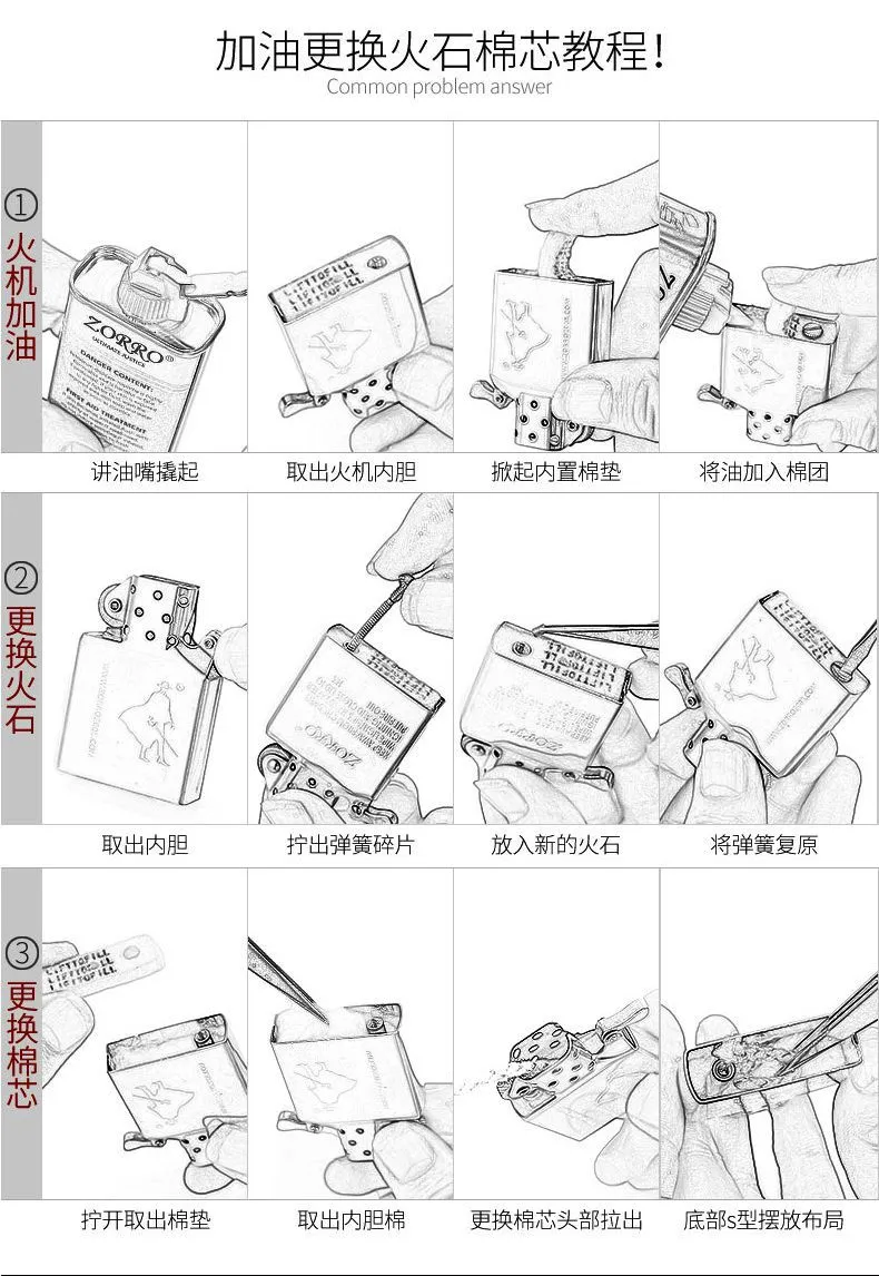 佐罗正品透明外壳煤油创意千禧风打火机防风幸运草幻彩潮牌点火器
