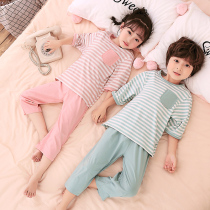 Childrens pajamas set cotton baby Summer thin air-conditioned clothing boys and girls short-sleeved summer cotton silk home wear