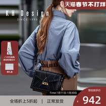 KHDesign Meiji female corset crust simple rivet spinting shoulder shoulder shoulder bag 2022 new lock buckle