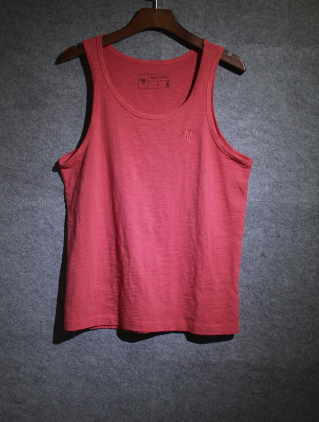 展示与对比:健身背心男 红色日系复古纯色汗背心 沙滩夏运动大码宽松