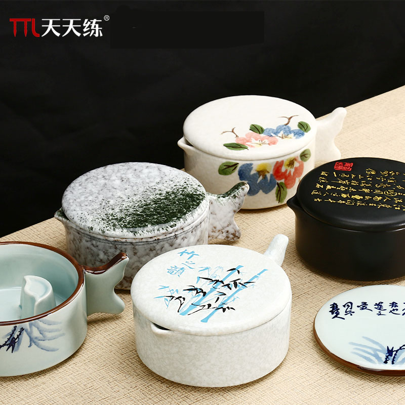 Practice everyday multi - purpose ceramic the inkwell ink dish imitation porcelain ink fountain pen writing frame creative pipa with cover the traditional Chinese painting ink stone calligraphy Practice writing brush with lick of ink cartridge plate of four treasures of the study supplies