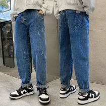 Boys' jeans spring and autumn tide cool and handsome 2022 new children's trousers children's trousers casual autumn outfit season