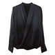 UMI2023 spring new style light Luxury satin pleated shirt V-neck commuter OL long-sleeved simple top for women