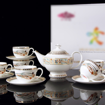 Tangshan Red Rose bone porcelain coffee set Chinese tea set Housewarming gift Teacher gift