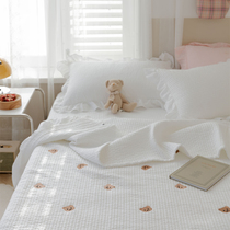 Double sided pure cotton high temperature sand washing bed cover Korean girls heart clip cotton quilted bed linen multifunction full cotton air conditioning quilt