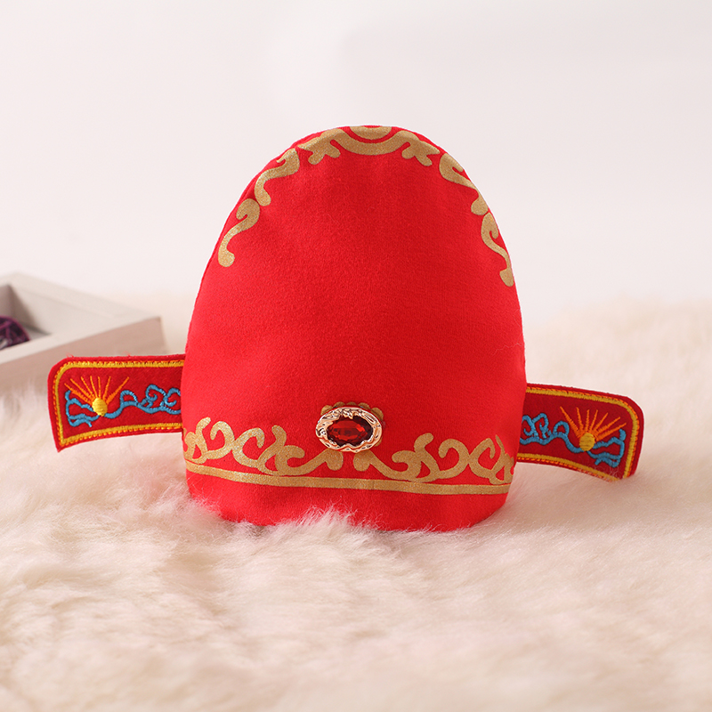 Baby age 1-12 lunar month shaped meta cap pure cotton male and female child tire cap gold lock red birthday full moon catch festive season