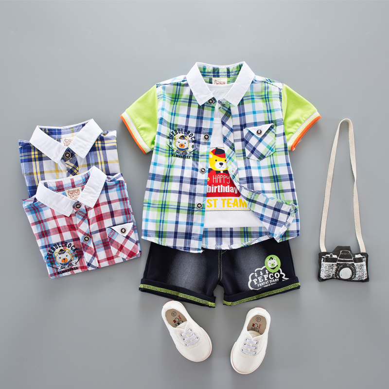 Child Clothing Boy Summer Clothing Short Sleeve Suit Children Summer New Baby Kid Clothes Three Sets 1-2-3 Year 4 Tide