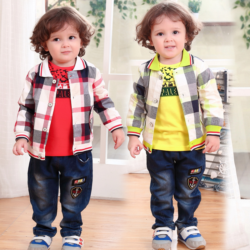 1-2-3-4 years old boy suit autumn children's casual long-sleeved three-piece spring and autumn baby children's clothing children's clothing