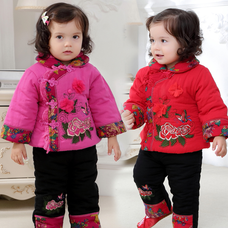 Baby Baby Tang Baby Winter Clothing Cotton Cotton Set 0 - 1 - 2 - 3 years old Baby New Year's Outside Dress