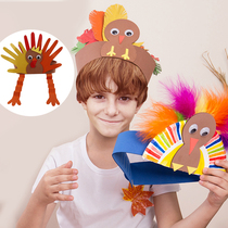 Xibao Thanksgiving turkey head ring feather headdress Kindergarten childrens handmade hat diy production performance props