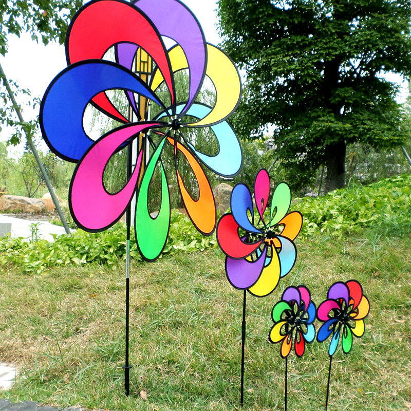 希宝 八彩空心花风车 布风车风转双层八彩 风筝 户外装饰舞台表演