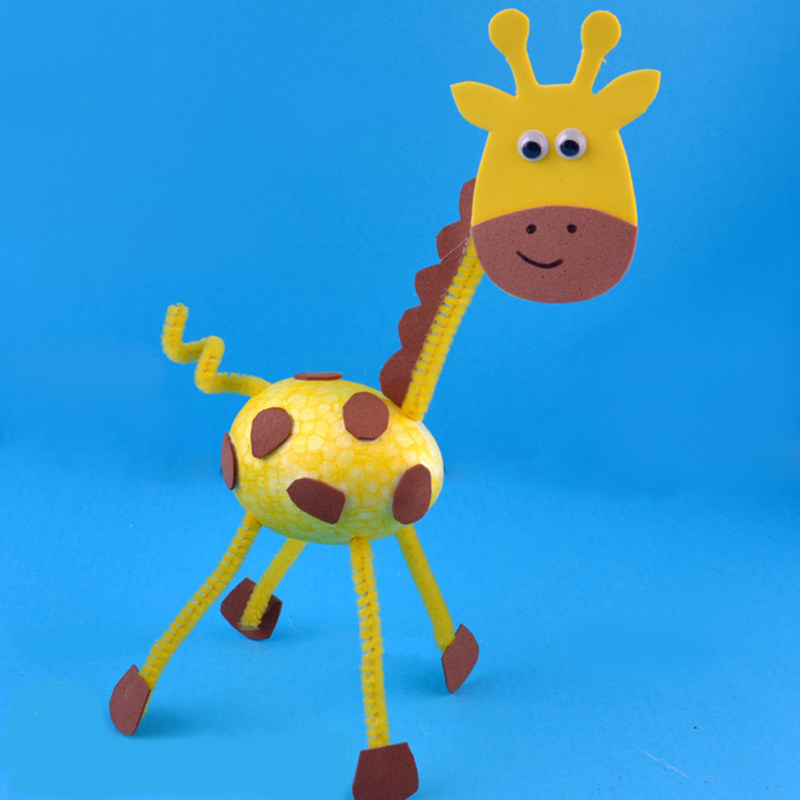 希宝蛋形保丽龙动物模型 幼儿园童手工diy材料包创意制作益智玩具