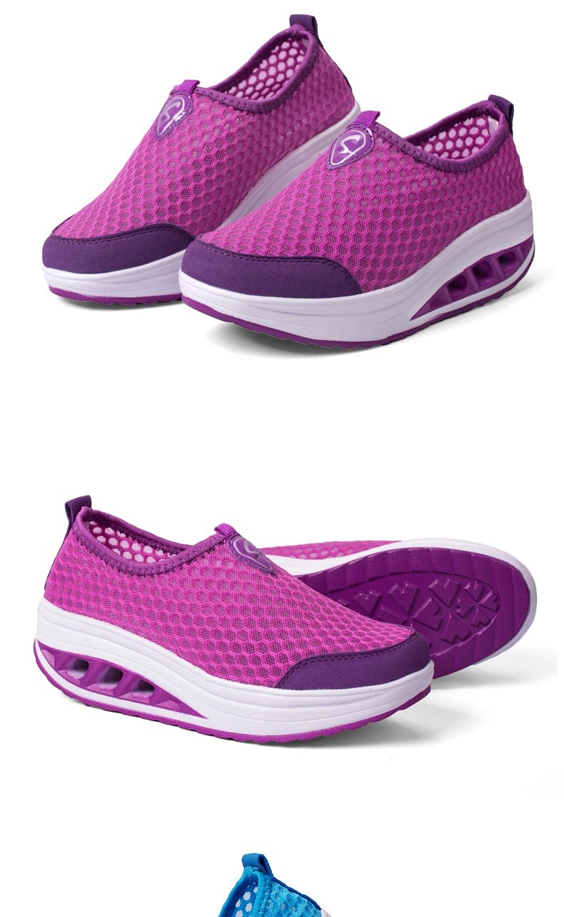 夏季透气镂空女士摇摇鞋运动鞋网面女鞋轻便舒适鞋厚底单鞋增高鞋