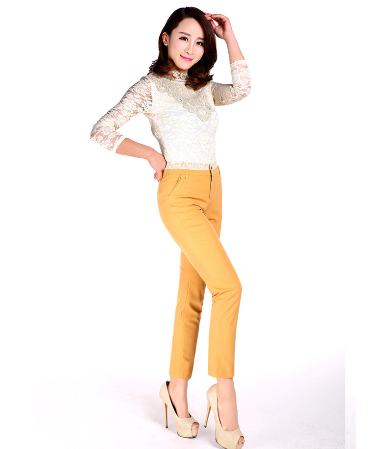 正品 千姿秀女裤 2017夏装新款 休闲大码高腰直筒九分裤女夏显瘦