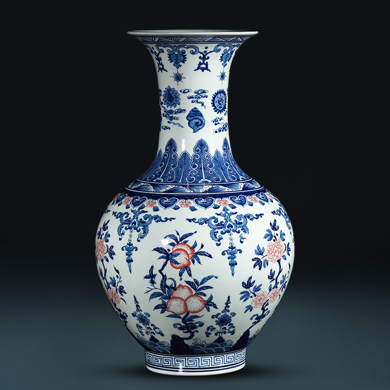 Jingdezhen ceramics hand - made antique flower arranging new Chinese style sitting room adornment is placed large blue and white porcelain vase