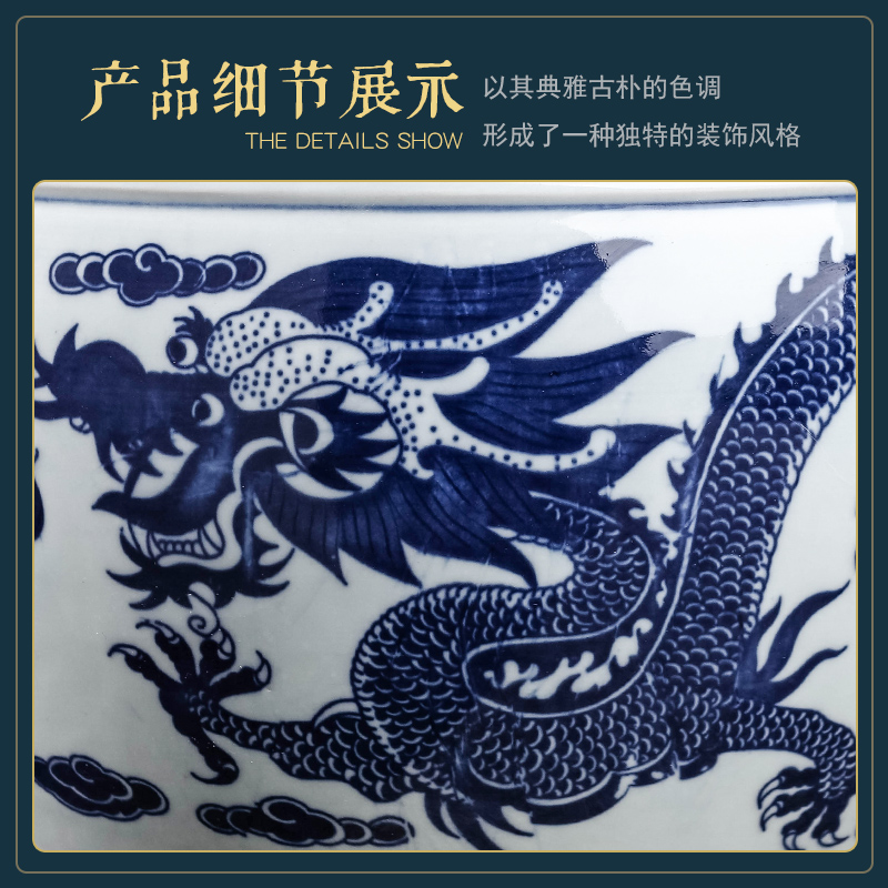 Blue and white porcelain of jingdezhen ceramics flower POTS of gold fish water raise grass cooper water lily always LianHe flowers cylinder home furnishing articles