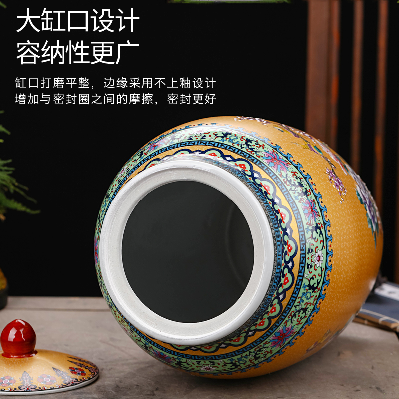 Jingdezhen ceramics barrel household sealed with cover 20 jins 30 jins 50 have the moistureproof insect - resistant ricer box installed storage tank