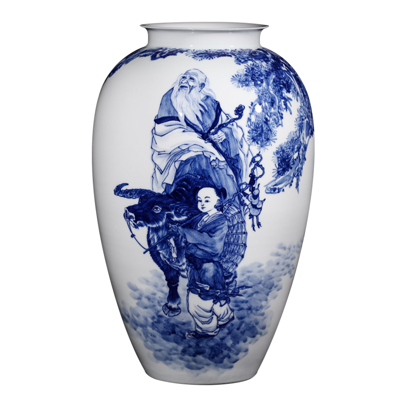 Jingdezhen ceramics hand - made laozi as the shipment of blue and white porcelain vase furnishing articles sitting room of Chinese style household flower decorations