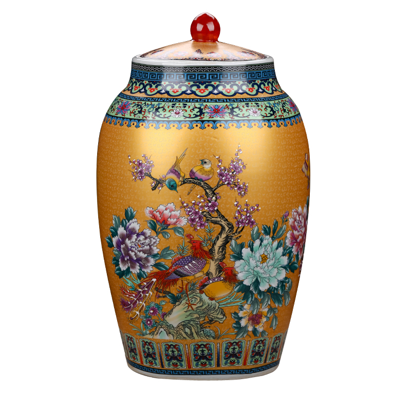 Jingdezhen ceramics barrel household sealed with cover 20 jins 30 jins 50 have the moistureproof insect - resistant ricer box installed storage tank