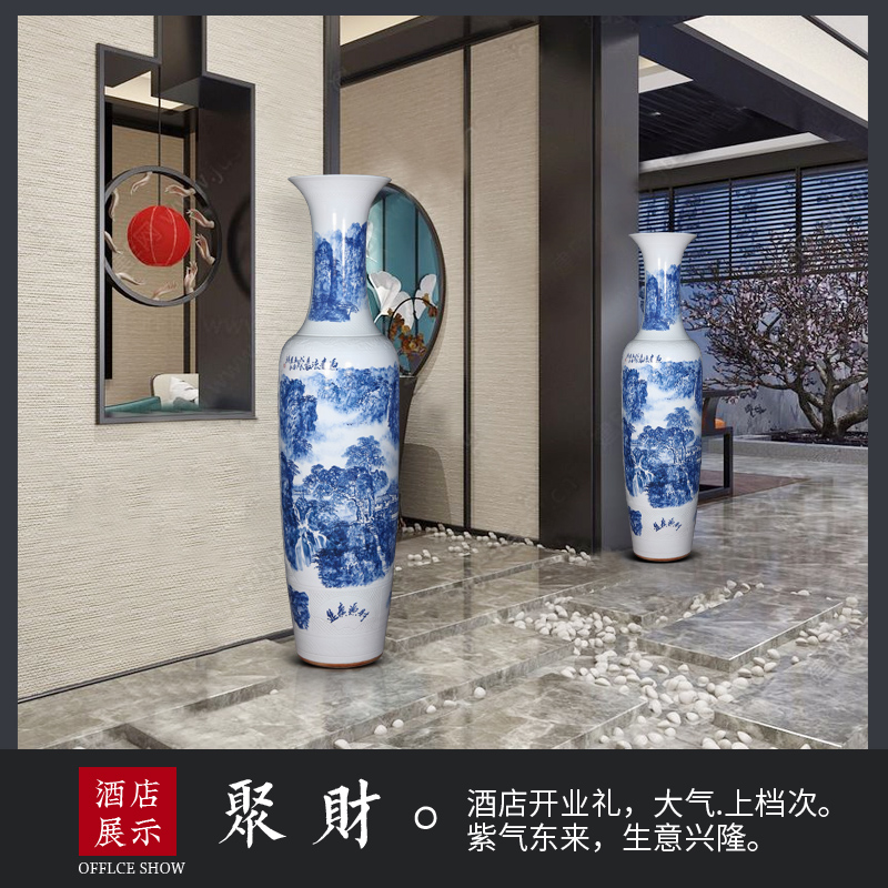 Jingdezhen ceramic of large blue and white porcelain vase Chinese style home furnishing articles adornment gift to heavy large living room