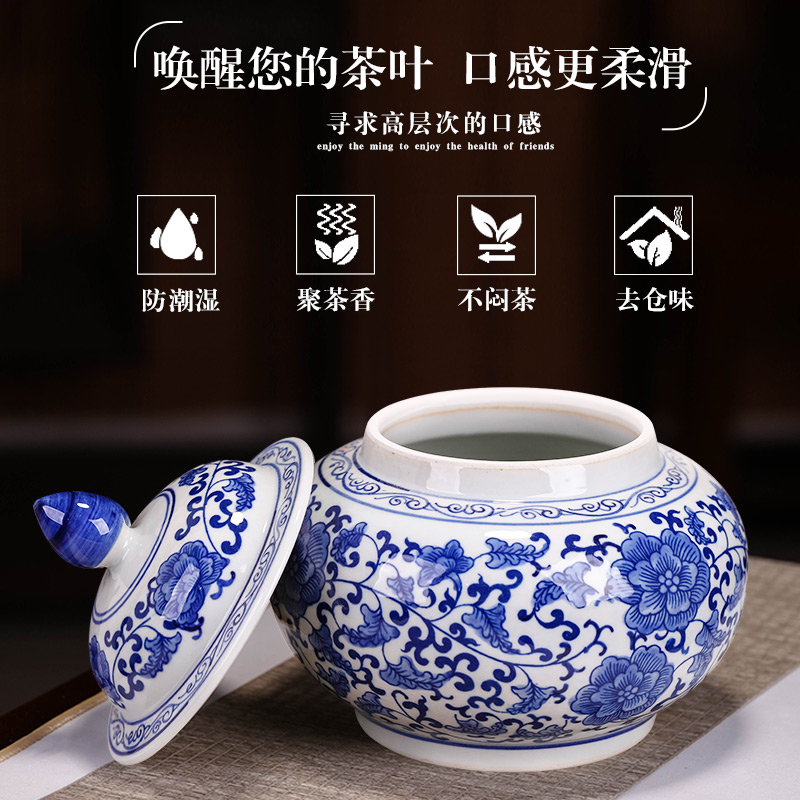 Jingdezhen blue and white porcelain tea pot home with cover puer tea pot 1 catty seal storage tank decorative ceramic furnishing articles