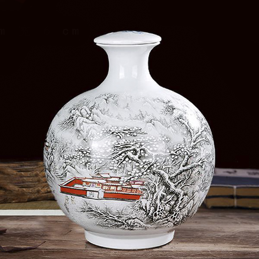 Jingdezhen 10 jins to ceramic seal wine empty wine bottle ten catties mercifully wine jar jar of ornaments