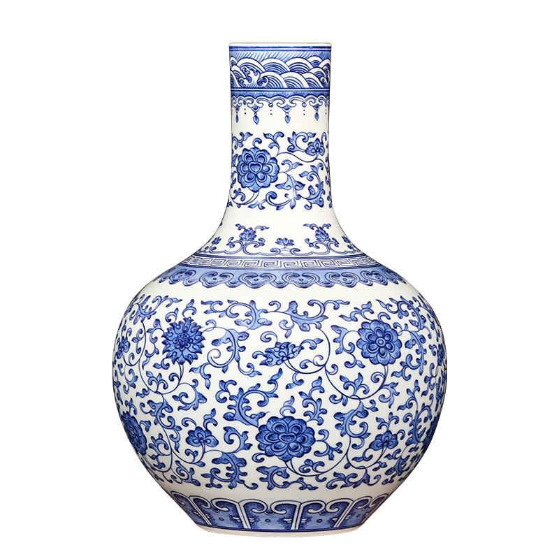 Jingdezhen ceramics imitation yongzheng hand - made of blue and white porcelain vases, new classical Chinese style home furnishing articles sitting room