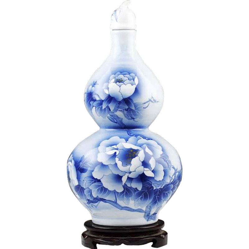 Hu jun jingdezhen blue and white ten catties ng mun - hon famous hand - made with ceramic terms bottle 10 jins jars wine gourd