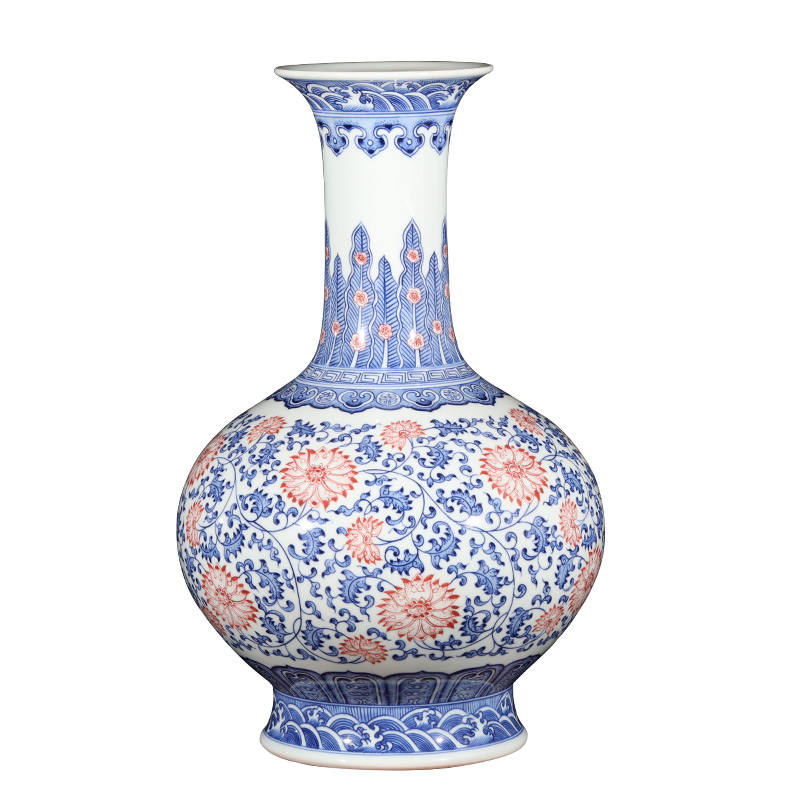 Jingdezhen ceramics imitation qianlong hand - made of blue and white porcelain vases, flower arranging new Chinese style living room home furnishing articles