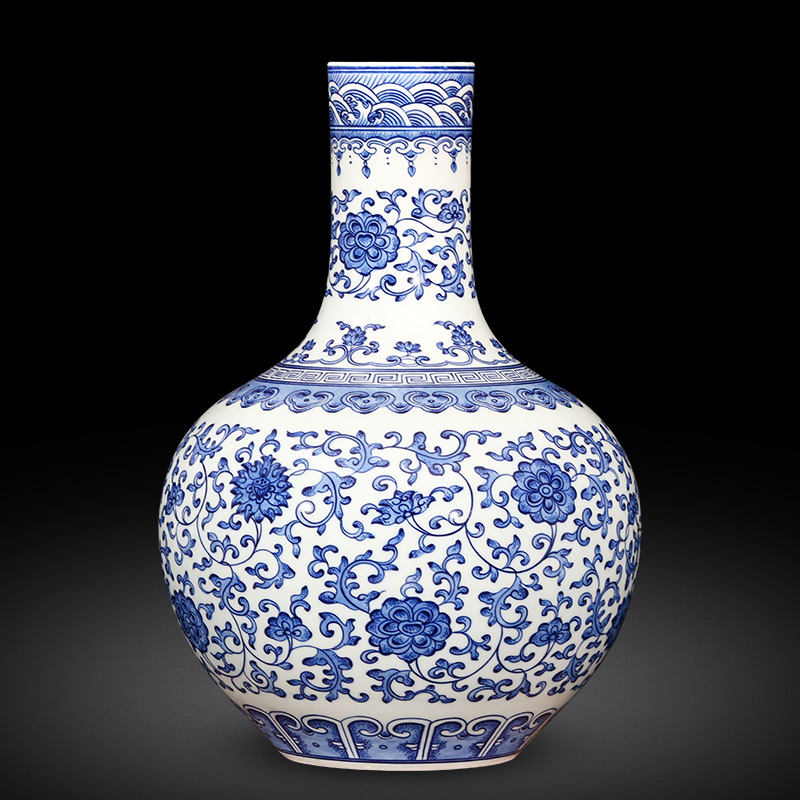 Jingdezhen ceramics imitation yongzheng hand - made of blue and white porcelain vases, new classical Chinese style home furnishing articles sitting room