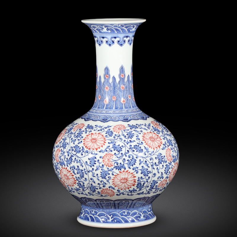 Jingdezhen ceramics imitation qianlong hand - made of blue and white porcelain vases, flower arranging new Chinese style living room home furnishing articles