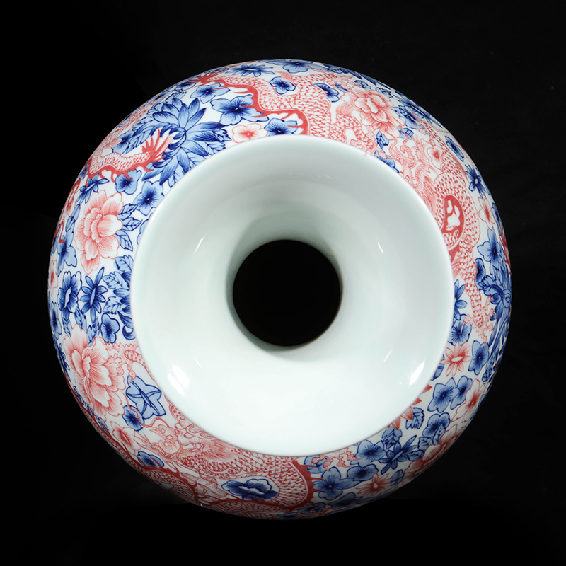 Jingdezhen ceramics imitation qianlong hand - made Chinese dragon pattern of blue and white porcelain vase flower arrangement sitting room place gift porcelain