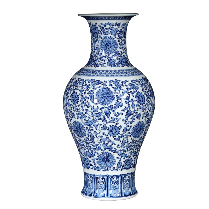 Jingdezhen ceramics imitation qianlong blue and white porcelain vases, flower arrangement furnishing articles of new Chinese style porch decoration decoration