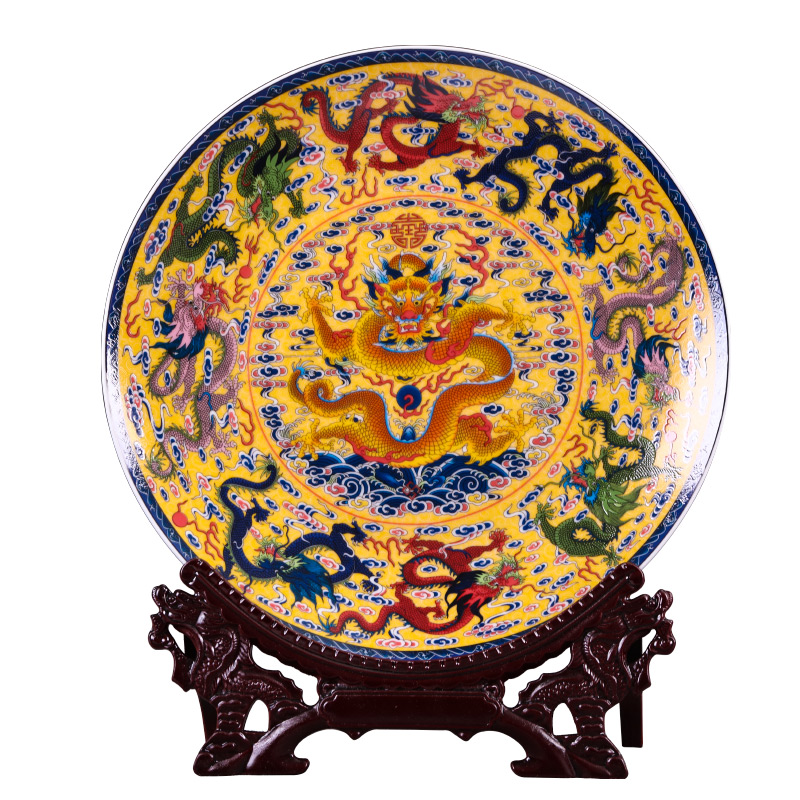 Hang dish of jingdezhen ceramics decoration plate figure sitting room ark, Kowloon rich ancient frame home furnishing articles