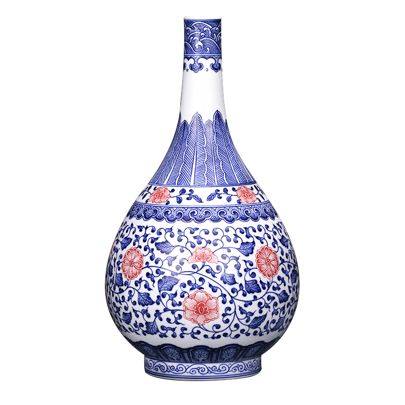 Jingdezhen ceramics creative manual imitation kangxi blue and white porcelain vases, new Chinese style sitting room adornment is placed